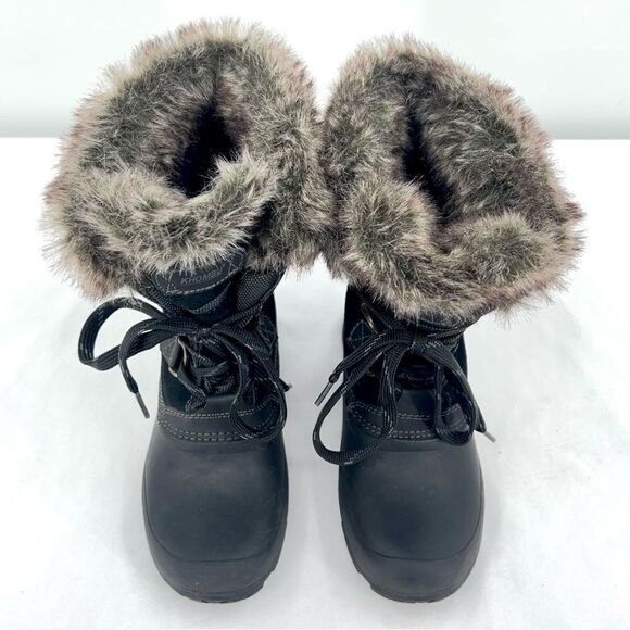 Khombu Slope Black Suede Rubber Brown Fur Lace Up All Terrain All Weather Boot 8 - Picture 8 of 10